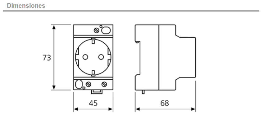 Base toma tierra lateral 16a 250v para carril DIN blanco MS71. Mod. 99B-3587.jpg