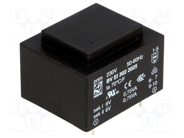 Transformador cerrado 1,5VA 230VCA 2x6V 125mA 70g. Mod. BV EI 302 2025-9831.jpg