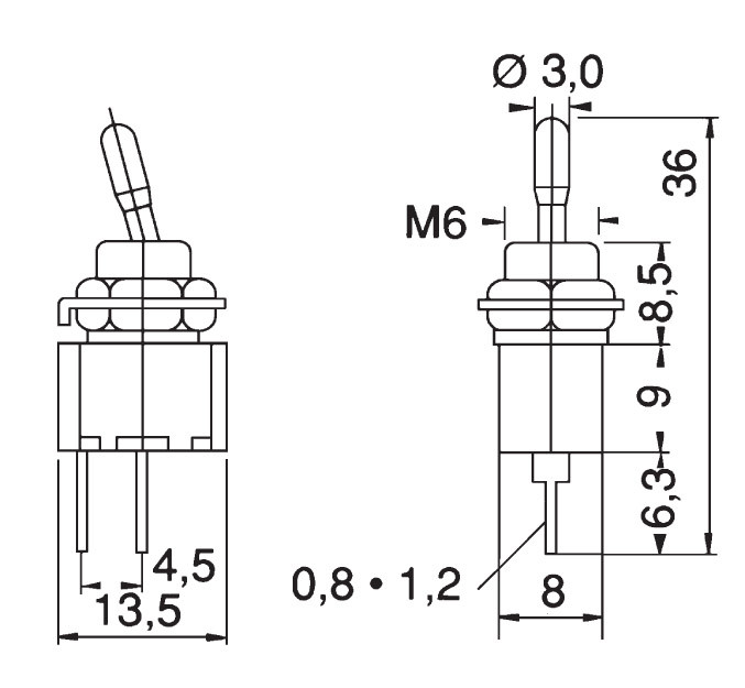 Interruptor unipolar tres posiciones (on)-off-(on) de acción momentánea. 2A/250V. Soldable. Mod. 0993-A-1170.jpg