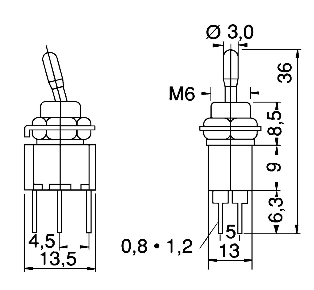 Interruptor bipolar tres posiciones (on)-off-(on) de acción momentánea. 2A/250V. Soldable. Mod. 0995-A-1155.jpg