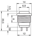 Pulsador redondo roscado cuerpo metálico circuito abierto. 0,5A./250V. Rojo. Mod. 0997-R-1181.jpg