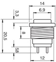 Pulsador redondo roscado cuerpo metálico circuito abierto. 0,5A./250V. Rojo. Mod. 0997-R-1181.jpg