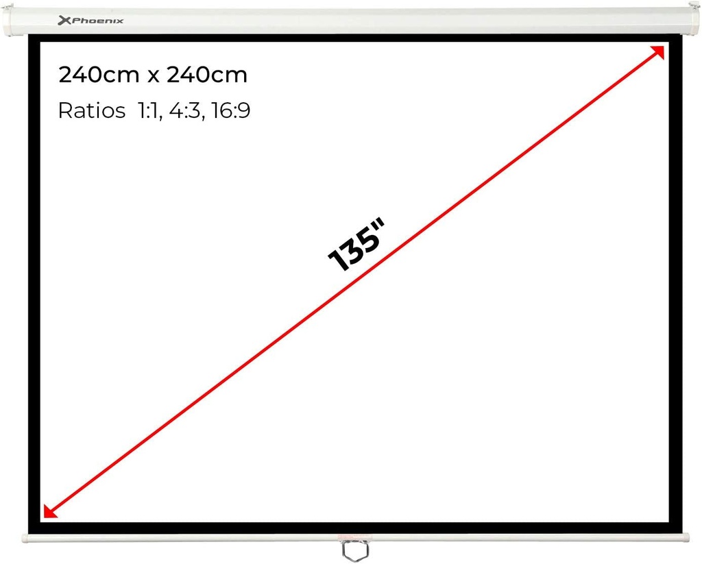 Pantalla manual videoproyector Phoenix 135" 2.4m x 2.4m. Mod. PHPANTALLA-240-16691.jpg