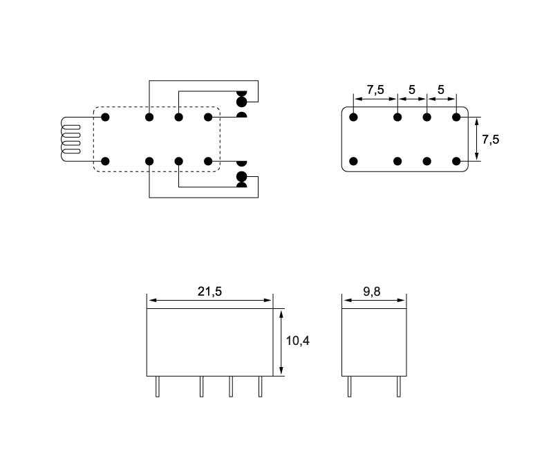 Relé subminiatura (DIL) 9Vcc 2Cto. 2A. Mod. 30.22.7.009.0010-752.jpg