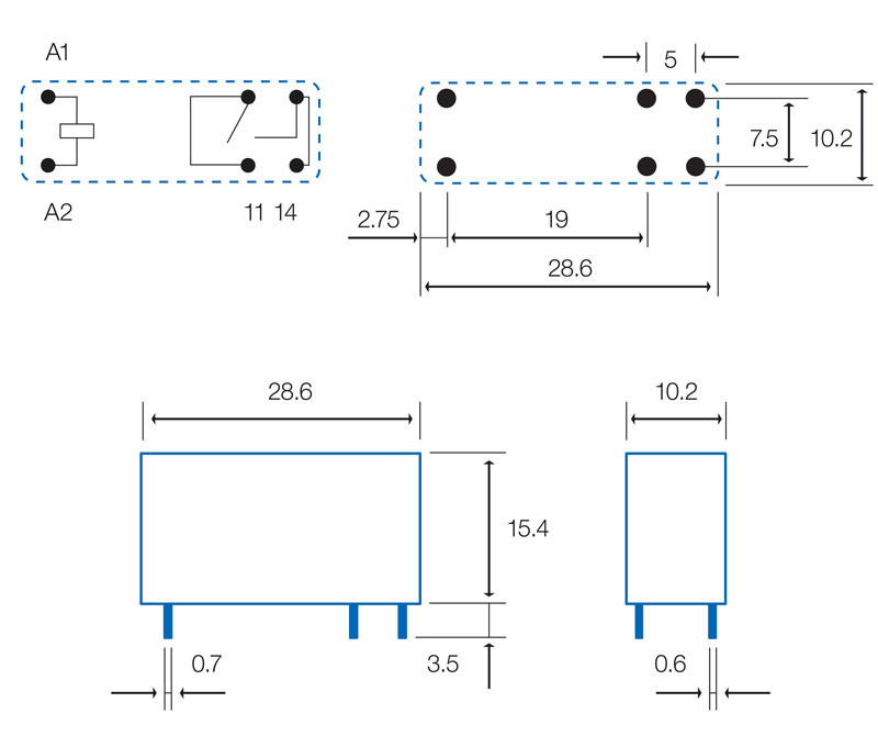 Rele miniatura serie "H" 12Vcc 1Cto N/Abier. 16A. Mod. 43.61.9.012.2300-788.jpg