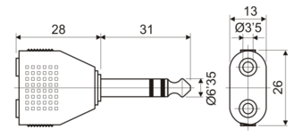 Adaptador estéreo 6.35 mm a doble hembra estéreo 3.5 mm. Mod. 13.410-17149.jpg