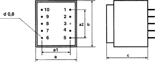 Transformador encapsulado 400VAC a 2X12VAC 6VA 2X0.25A PCB. Mod. TEZ6/D400/12-12V-15468.jpg