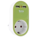 Cargador doble USB 2.4A + schuko verde. Mod. TMUAD114G-9636.jpg