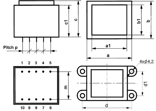 Transformador cerrado 2VA 230VCA 9V 0,22A PCB IP00. Mod. TSZZ2/005MP-12844.jpg