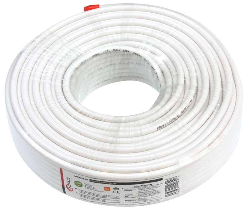 Rollo de cable coaxial de antena blanco 50m. Mod. WIR9059-50-7951.jpg