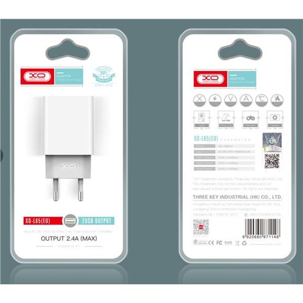 Cargador 2 X USB 2.4A blanco XO. Mod. XOL65WH-14736.jpg