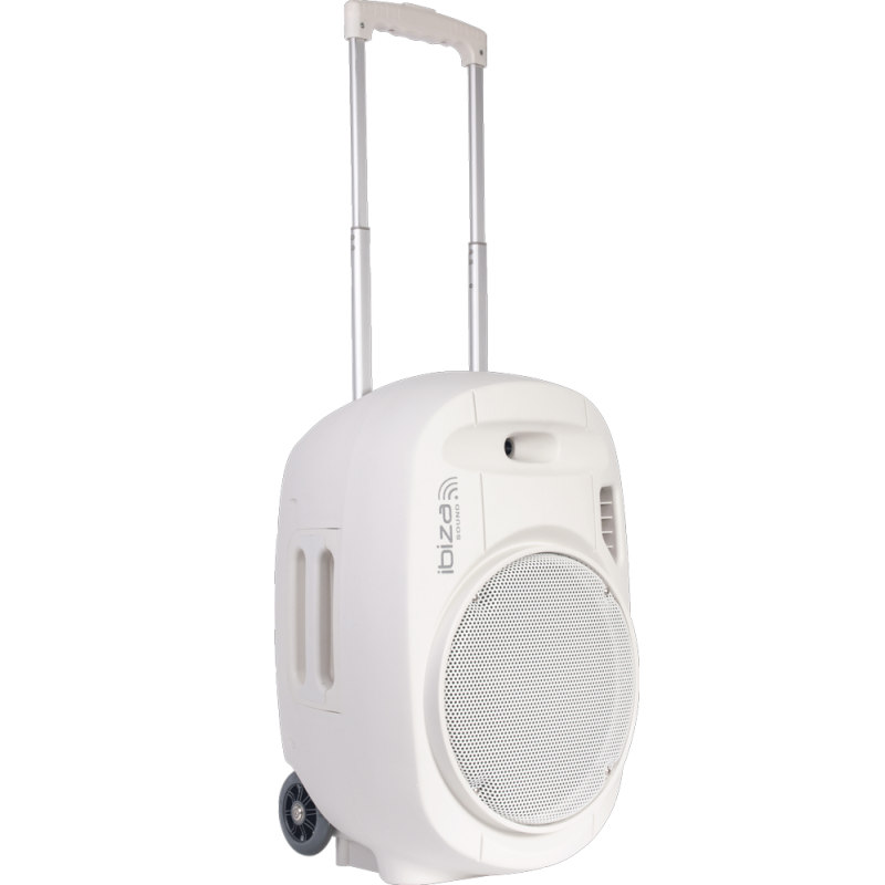 Sistema de sonido portátil (trolley) Ibiza Sound 12" 700W blanco. Mod. PORT12UHF-WH-MKII