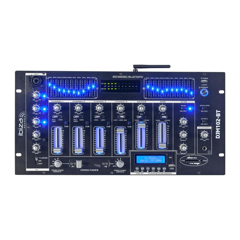 Mesa de mezcla 4 canales USB Bluetooth Ibiza Sound. Mod. DJM102-BT