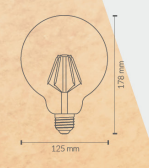 Lámpara filamento globo G125 clara 6W E27 2700K. Mod. 101250601WW