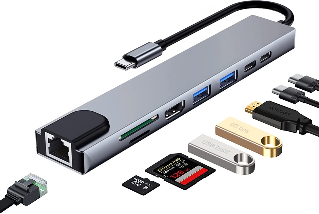 Docking Station USB C 8 en 1 Ewent. Mod. EW1146