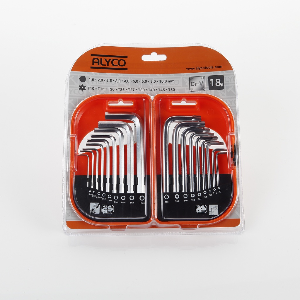 Juego De Llaves Allen Y Torx Inviolable, Estuche De Plástico ALYCO. Mod. 170622