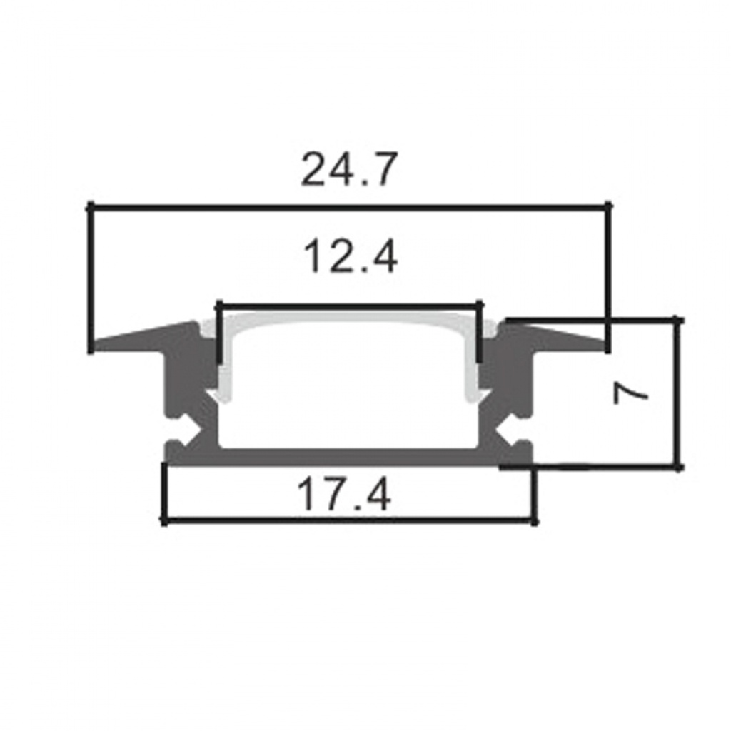 Perfil de Aluminio empotrar Sub Lacado Blanco - 2 Metros. Mod. LM3704