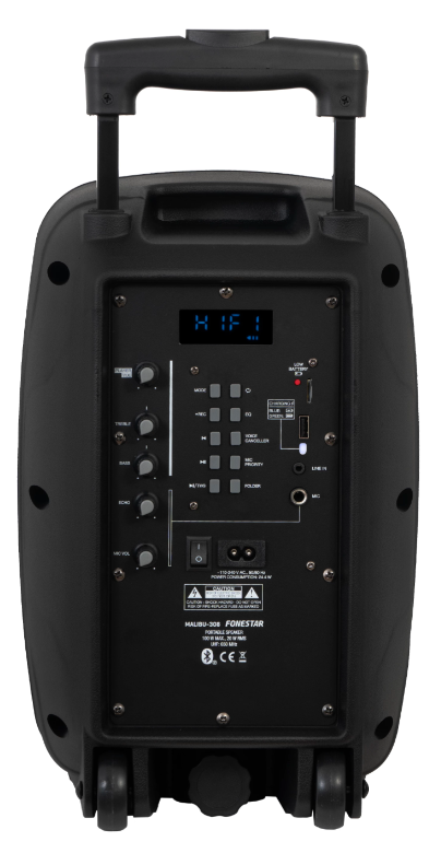 Altavoz activo portátil trolley batería 8" 100W FONESTAR. Mod. MALIBU-308