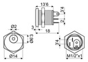 Base alimentación fijación a chasis PIN 2.1mm. Mod. 15.463/2