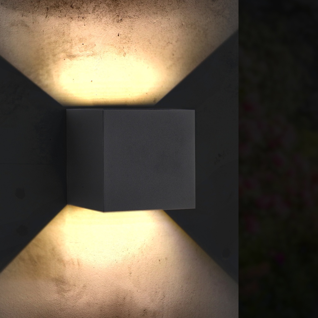 Aplique de Pared Led Black Cube 12W Ip54 CCT. Mod. LM6184