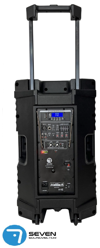 Altavoz con batería portátil 2 micros UHF USB BT TWS 800W Seven. Mod. SV12EVENT-BAT