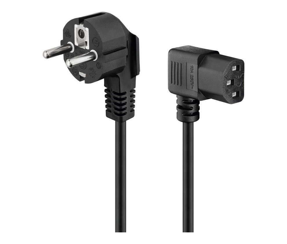 Conexión alimentación schuko a IEC C13 hembra acodado 1.5m. Mod. WIR1370