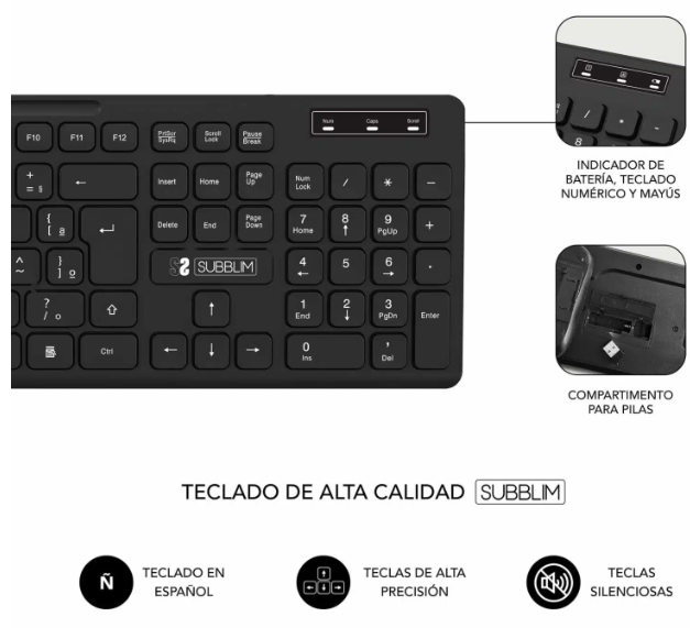 Kit Teclado + Ratón Inalámbricos Subblim. Mod. SUBKBC-CSSW10