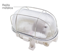 Aplique oval plástico blanco rejilla metálica E27. Mod. 000700643