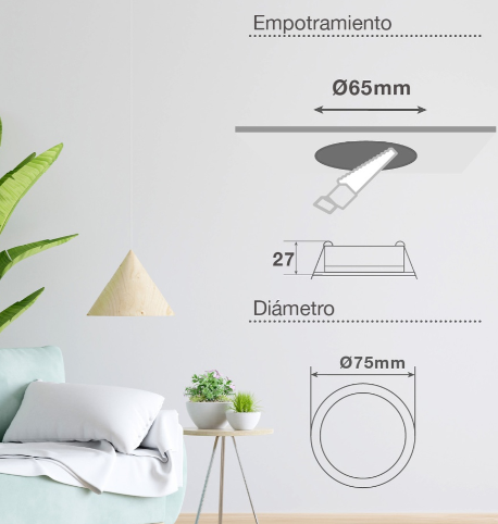 Aro redondo empotrable compacto LED Lumati CCT negro. Mod. 200400013