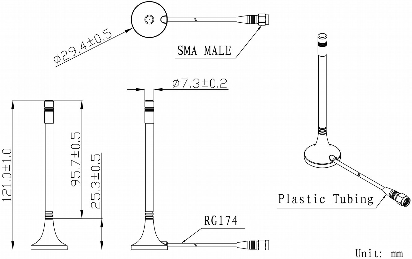 Antena 2dB imán 433MHz. Mod. 433MANT016