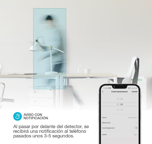 Detector superficie PIR inteligente vía wifi con sensor de movimiento. Mod. 104315002