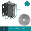 Sensor fotocélula completa c/espejo 10m IP44 12-250VAC/DC. Mod. PEM10D