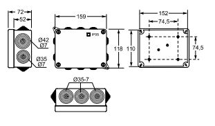Caja estanca 118x159x72mm conos IP65 ABS Famatel. Mod. 3012