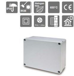 Caja estanca 175x225x85mm sin conos IP55 ABS Famatel. Mod. 3074