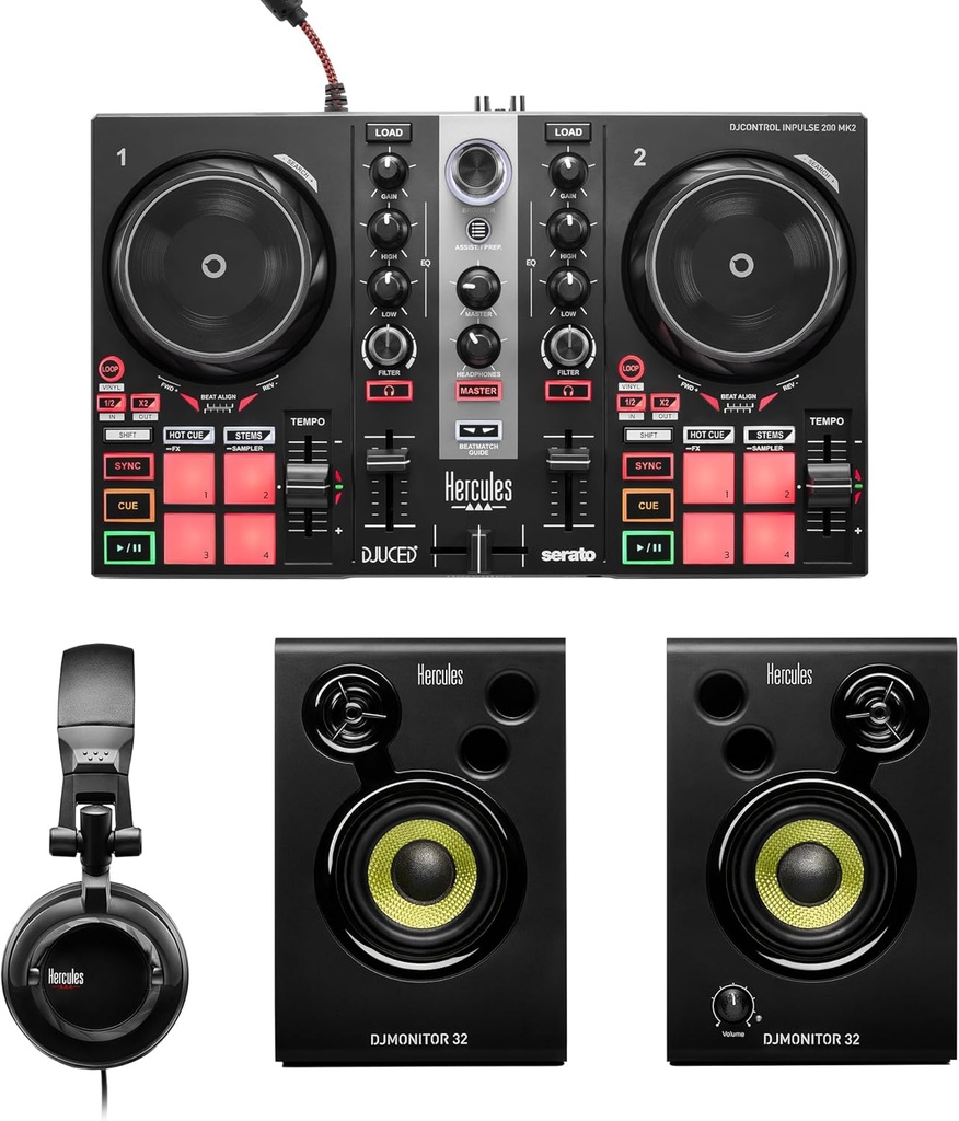 Kit DJ todo en 1 controlador auricular altavoces Hércules. Mod. DJLEARNING KIT MK2
