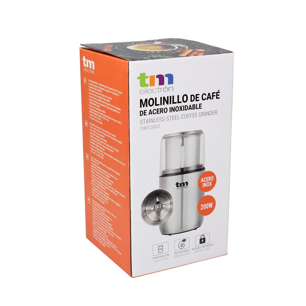 Molinillo de café 50gr 200W INOX TM Electron. Mod. TMPCG002