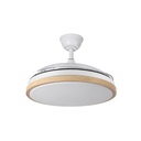 Ventilador de techo aspas retráctil 72W blanco/haya motor DC CCT EVROS. Mod. 197091368