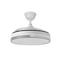 Ventilador techo aspas retráctiles 59W blanco/gris 107cm Papiro. Mod. 212591328