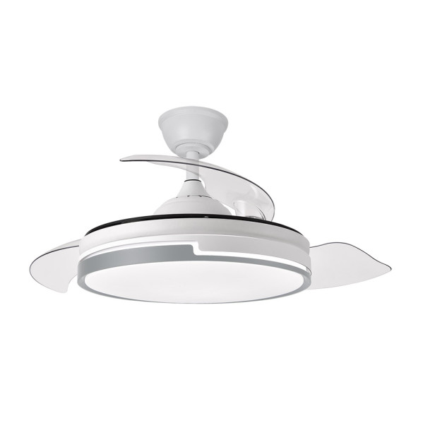 Ventilador techo aspas retráctiles 59W blanco/gris 107cm Papiro. Mod. 212591328