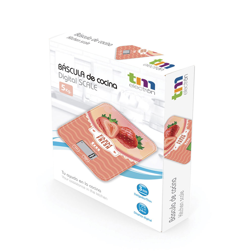 Báscula de cocina fresas 5kg. Mod. TMPBS027