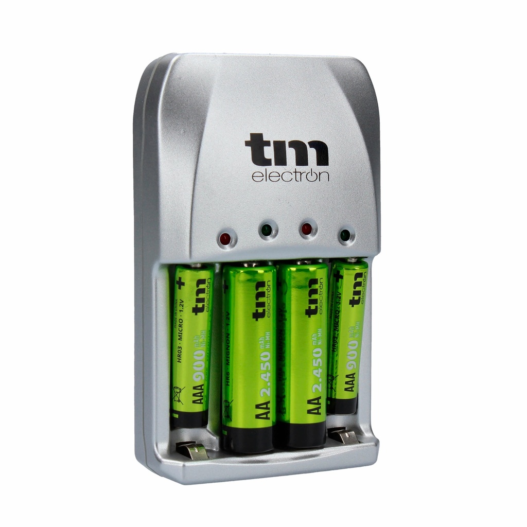 Cargador de pilas AA/AAA + 4 pilas recargables. Mod. TMBCR010
