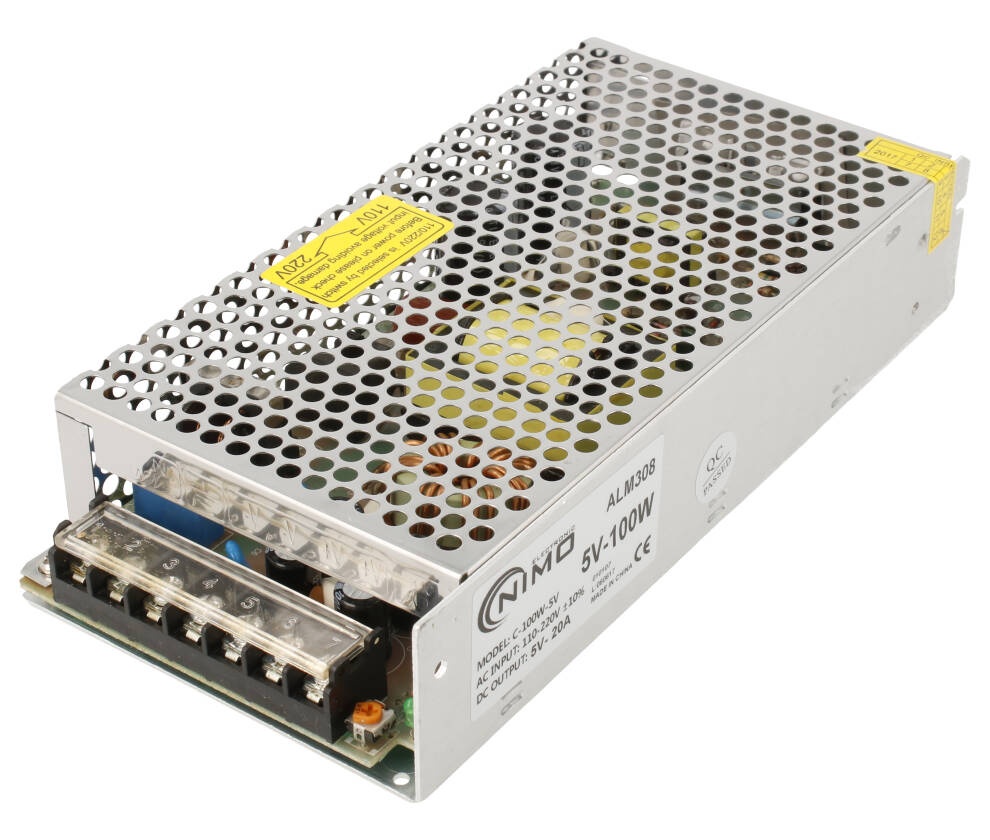 Fuente de alimentación metálica 5V 20A 100W. Mod. ALM308