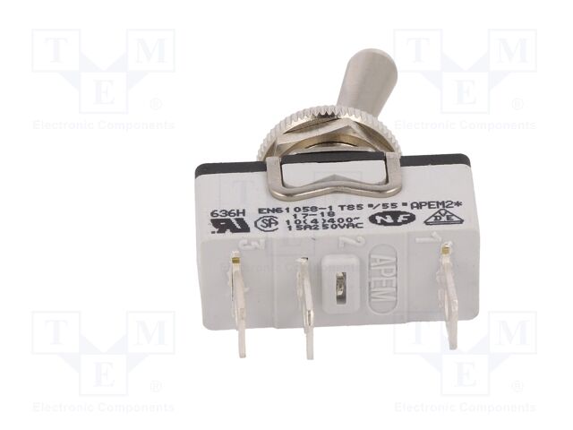 Interruptor de palanca ON-ON 15A 250VAC Apem. Mod. 636H/2