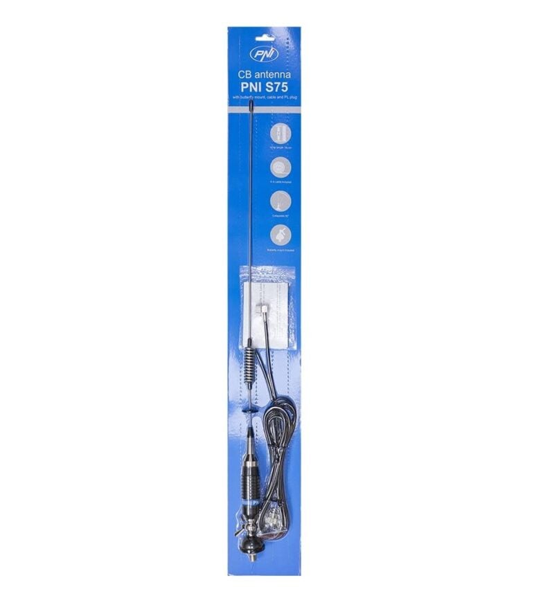 Antena para emisora CB 27MHz 54cm palomilla PNI. Mod. S75