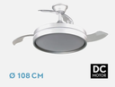 Ventilador de techo aspas retráctil 72W plata motor DC CCT Mandarín. Mod. 239591374