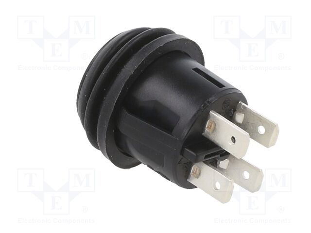 Pulsador bipolar estanco ON-(ON) 20A 14VDC negro. Mod. PB-2B-D-2-B