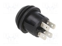 Pulsador bipolar estanco ON-(ON) 20A 14VDC negro. Mod. PB-2B-D-2-B