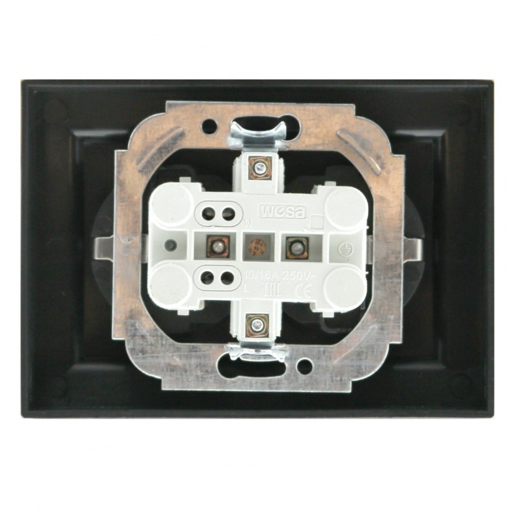 Enchufe Doble Schuko negro EP Wesa. Mod. EP-15-B