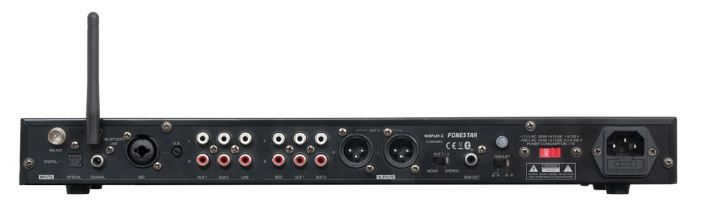 Reproductor Bluetooth®/USB/FM con función grabador y mezclador Fonestar. Mod. MIXPLAY-1