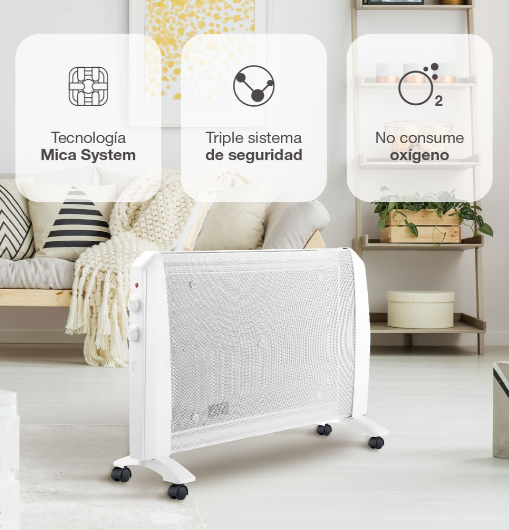 Radiador de mica Kambal Máx. 1500W Blanco. Mod. 301015010